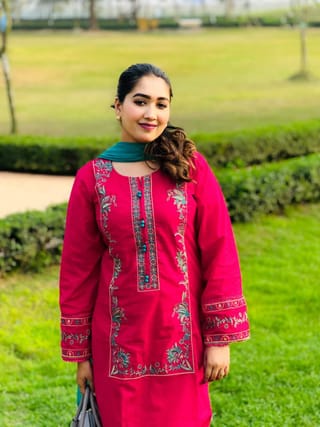 Readymade Cotton Three Piece with Embroidery & Georgette Orna 2