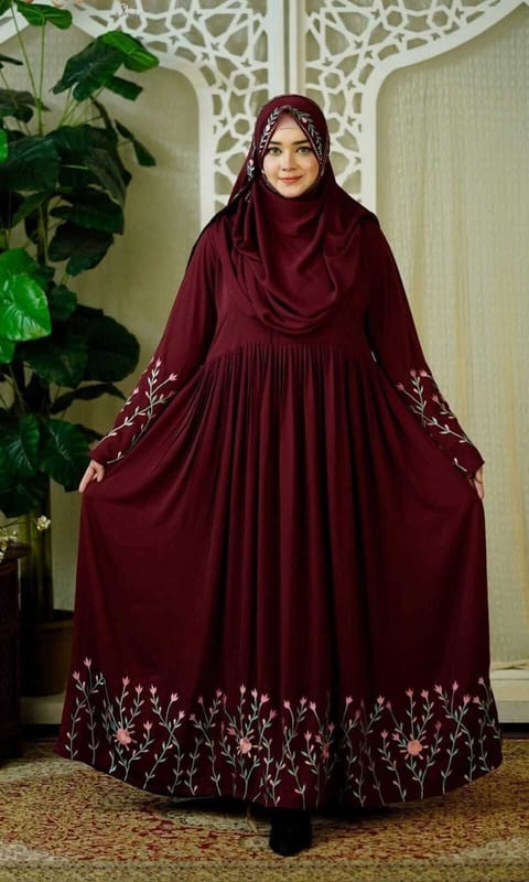 Rajanigandha Dubai Cherry Embroidery Borka with Matching Hijab
