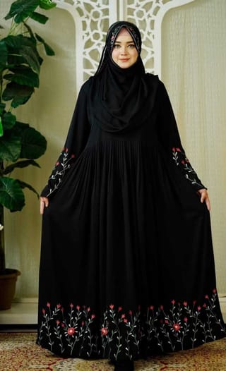 Rajanigandha Dubai Cherry Embroidery Borka with Matching Hijab 2