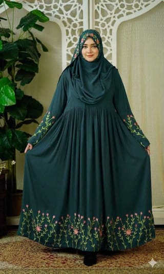 Rajanigandha Dubai Cherry Embroidery Borka with Matching Hijab 4