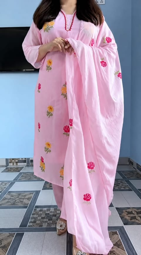 Exclusive Cotton Embroidery Gharara Dress Set for Women | Premium Three Piece