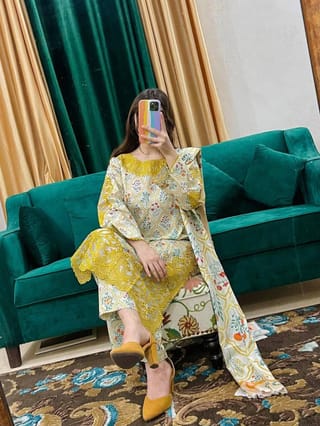 Premium Pure Cotton Embroidery Three Piece Set for Women | Sizes 38-46 2