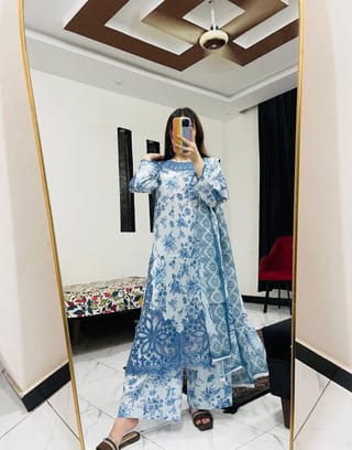 Premium Pure Cotton Embroidery Three Piece Set for Women | Sizes 38-46 3