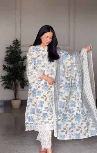 Cotton Embroidery Three Piece | 100% Cotton Embroidery Salwar Kameez 1