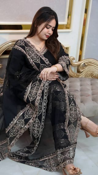 Premium Sequence Embroidery Rayon Cotton Three Piece Collection 2