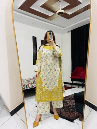 Premium Pure Cotton Embroidery Three Piece Set for Women | Sizes 38-46 3