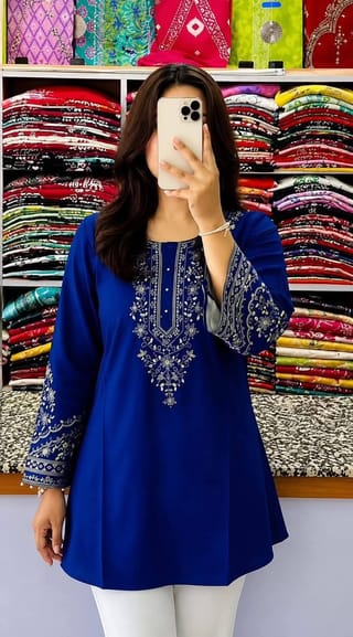 Premium Linen Embroidery Short Kurti for Women | One Piece Kurti 2