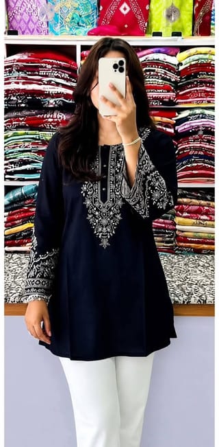 Premium Linen Embroidery Short Kurti for Women | One Piece Kurti 5