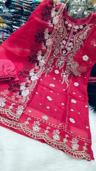 Pakistani Design Sada Bahar Tissue 4-Piece Embroidered Salwar Kameez Set 3