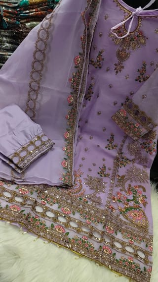 Pakistani Design Sada Bahar Tissue 4-Piece Embroidered Salwar Kameez Set 4