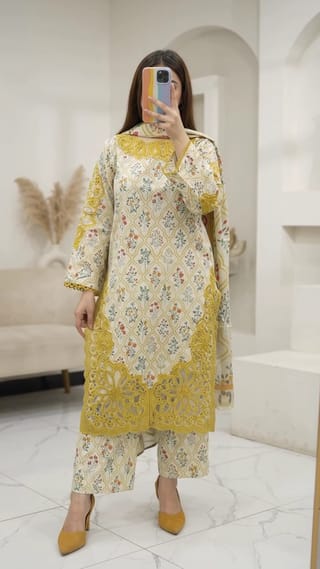 Cotton Embroidery Three Piece – Premium Full Body Embroidery Collection 3