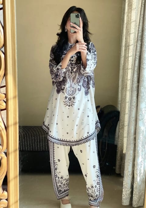 Digital Print Two Piece for Women | Thai Micro Georgette Ready Made Dress