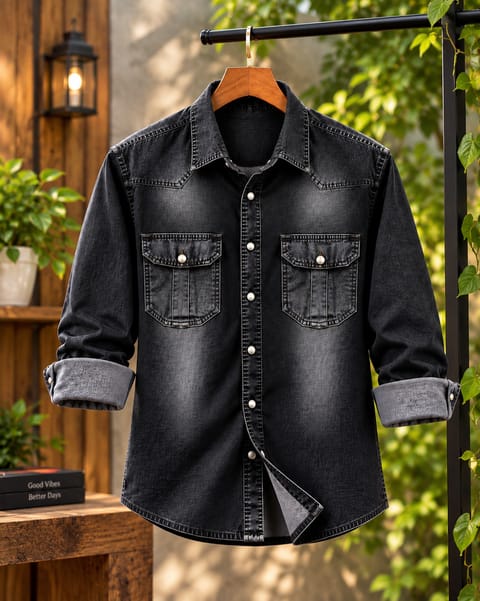 Premium Trendy Denim Shirt for Men – GSM 220+