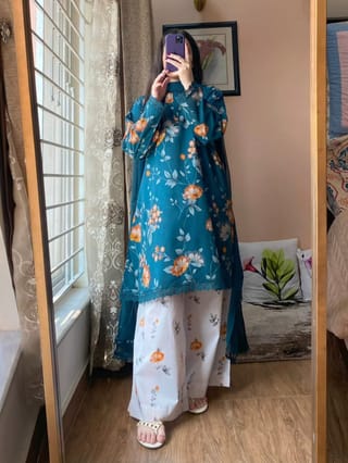 👗𝐃𝐢𝐠𝐢𝐭𝐚𝐥 𝐏𝐫𝐢𝐧𝐭𝐞𝐝 3 𝐏𝐢𝐞𝐜𝐞𝐬👗​𝐅𝐚𝐛𝐫𝐢𝐜 :  China Microstich **With Lase& Tarsel Work ** Smooth (𝐊𝐚𝐦𝐢𝐣 + 𝐏𝐚𝐧𝐭 ) 2