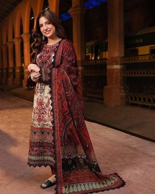 👗𝐃𝐢𝐠𝐢𝐭𝐚𝐥 𝐏𝐫𝐢𝐧𝐭𝐞𝐝 3 𝐏𝐢𝐞𝐜𝐞𝐬👗​𝐅𝐚𝐛𝐫𝐢𝐜 :  China Microstich *With Lase Work* Smooth (𝐊𝐚𝐦𝐢𝐣 + 𝐏𝐚𝐧𝐭 ) 2