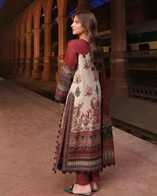 👗𝐃𝐢𝐠𝐢𝐭𝐚𝐥 𝐏𝐫𝐢𝐧𝐭𝐞𝐝 3 𝐏𝐢𝐞𝐜𝐞𝐬👗​𝐅𝐚𝐛𝐫𝐢𝐜 :  China Microstich *With Lase Work* Smooth (𝐊𝐚𝐦𝐢𝐣 + 𝐏𝐚𝐧𝐭 ) 3