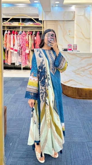 👗𝐃𝐢𝐠𝐢𝐭𝐚𝐥 𝐏𝐫𝐢𝐧𝐭𝐞𝐝 3 𝐏𝐢𝐞𝐜𝐞𝐬👗​𝐅𝐚𝐛𝐫𝐢𝐜 :  China Microstich *With Lase Work* Smooth (𝐊𝐚𝐦𝐢𝐣 + 𝐏𝐚𝐧𝐭 ) 1