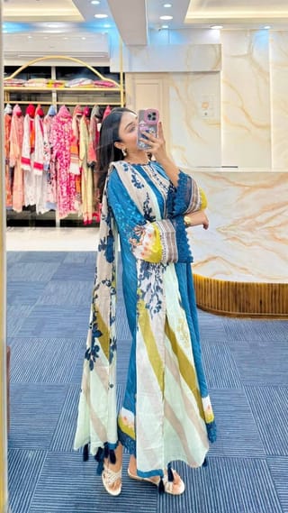 👗𝐃𝐢𝐠𝐢𝐭𝐚𝐥 𝐏𝐫𝐢𝐧𝐭𝐞𝐝 3 𝐏𝐢𝐞𝐜𝐞𝐬👗​𝐅𝐚𝐛𝐫𝐢𝐜 :  China Microstich *With Lase Work* Smooth (𝐊𝐚𝐦𝐢𝐣 + 𝐏𝐚𝐧𝐭 ) 2