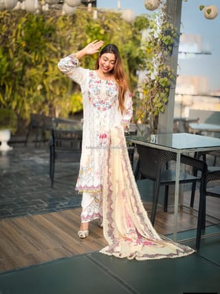 👗𝐃𝐢𝐠𝐢𝐭𝐚𝐥 𝐏𝐫𝐢𝐧𝐭𝐞𝐝 3 𝐏𝐢𝐞𝐜𝐞𝐬👗​𝐅𝐚𝐛𝐫𝐢𝐜 :  China Microstich *With Lase Work* Smooth (𝐊𝐚𝐦𝐢𝐣 + 𝐏𝐚𝐧𝐭 ) 4