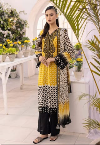 👗𝐃𝐢𝐠𝐢𝐭𝐚𝐥 𝐏𝐫𝐢𝐧𝐭𝐞𝐝 3 𝐏𝐢𝐞𝐜𝐞𝐬👗​𝐅𝐚𝐛𝐫𝐢𝐜 :  China Microstich *With Lase Work* Smooth (𝐊𝐚𝐦𝐢𝐣 + 𝐏𝐚𝐧𝐭 ) 3