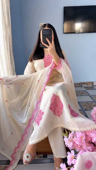 ♥️পাকিস্তানি ইনস্পায়ার প্রিমিয়াম কটন সাদাবাহার থ্রি পিস ♥️ 3