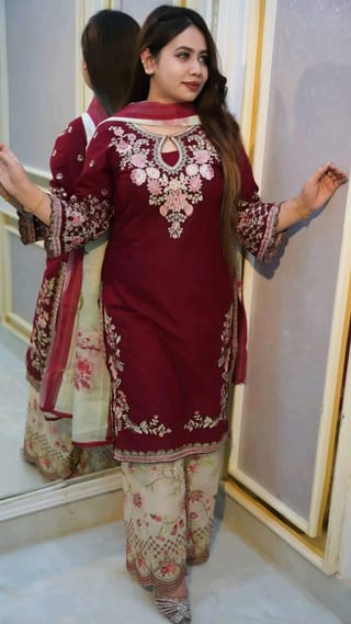 ❤️🤍 Elegant Merun Garara Dress Collection 🤍❤️ 1