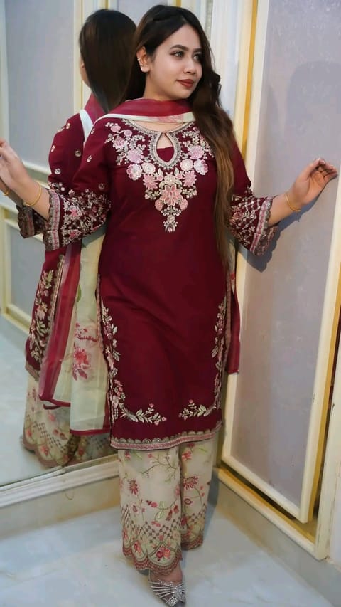 ❤️🤍 Elegant Merun Garara Dress Collection 🤍❤️