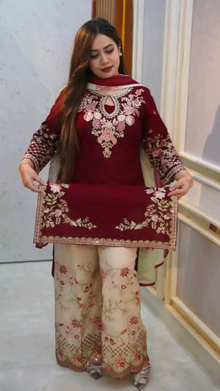 ❤️🤍 Elegant Merun Garara Dress Collection 🤍❤️ 2