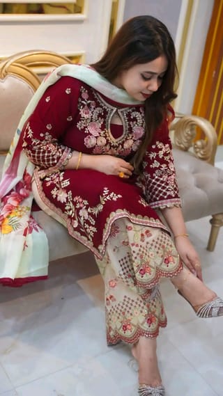 ❤️🤍 Elegant Merun Garara Dress Collection 🤍❤️ 4