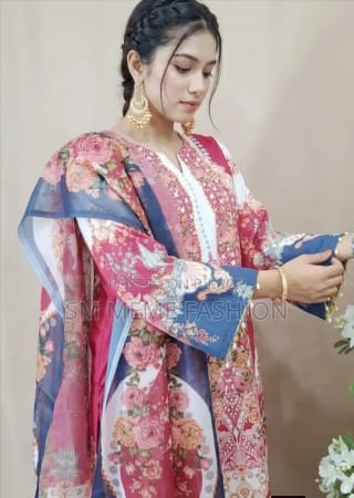 👗𝐃𝐢𝐠𝐢𝐭𝐚𝐥 𝐏𝐫𝐢𝐧𝐭𝐞𝐝 3 𝐏𝐢𝐞𝐜𝐞𝐬👗​𝐅𝐚𝐛𝐫𝐢𝐜 :  China Microstich *With Lase Work* Smooth (𝐊𝐚𝐦𝐢𝐣 + 𝐏𝐚𝐧𝐭 ) 1