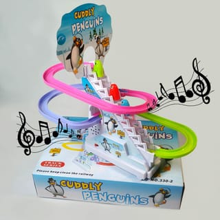 Penguin Go Racer Track and Climbing Stairs Toys for Toddlers-Penguin Slide Roller Coaster Fun Game Toy for Kids with Music & Flashing Light 1