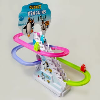 Penguin Go Racer Track and Climbing Stairs Toys for Toddlers-Penguin Slide Roller Coaster Fun Game Toy for Kids with Music & Flashing Light 3