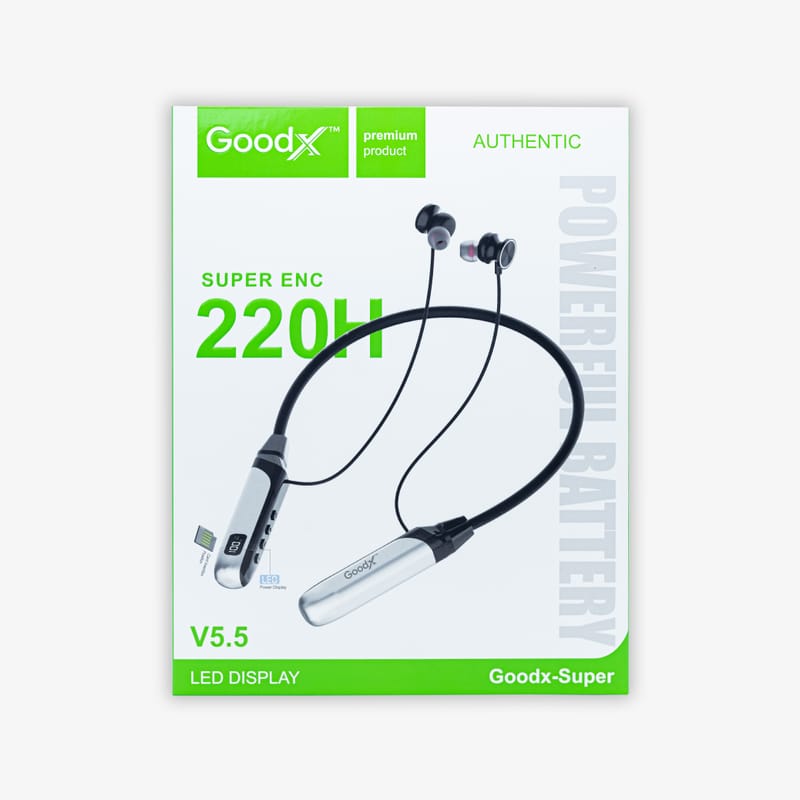 GOODX SUPER ENC 220H NECKBAND with DISPLAY & TF CARD SUPPORT