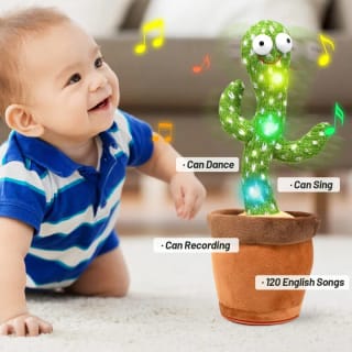 Dancing Talking Cactus Toy- Wriggle Singing Mimicking Toy- Repeat What You Say,Sing,Dance,Recording with LED Light 1