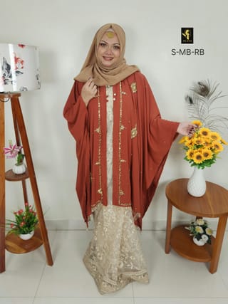 Malabis Short Cape Abaya (Brick) 2