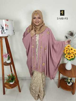 Malabis Short Cape Abaya (Light Mauve Pink) 2