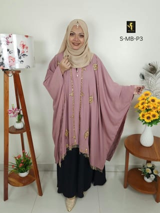 Malabis Short Cape Abaya (Light Mauve Pink) 3