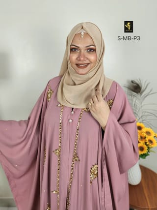 Malabis Short Cape Abaya (Light Mauve Pink) 4
