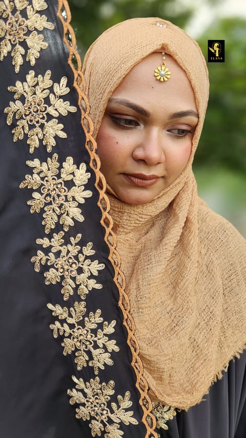 Premium Embroidery Short Cape Abaya (Black)