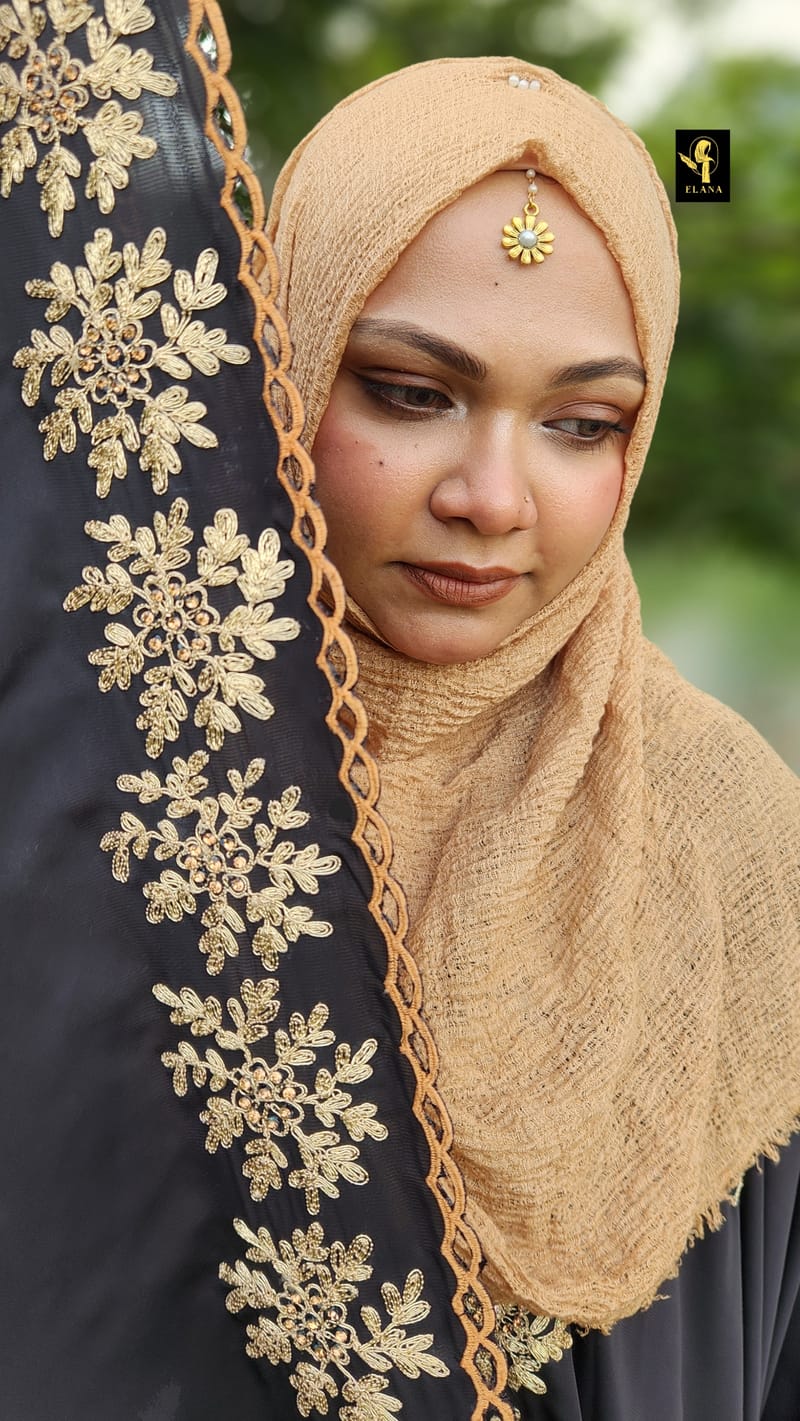 Premium Embroidery Short Cape Abaya (Black)