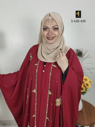 Malabis Short Cape Abaya (Merun Red) 3