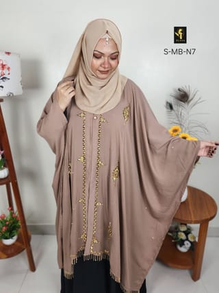 Malabis Short Cape Abaya (Beaver Brown) 1