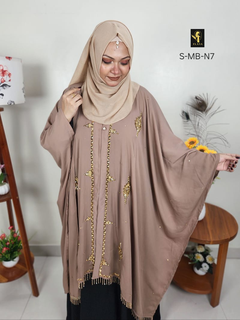 Malabis Short Cape Abaya (Beaver Brown)