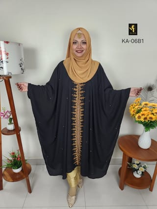 Hand Karchupi Short Cape Abaya (Black) 2