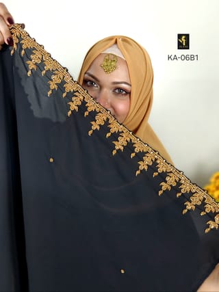 Hand Karchupi Short Cape Abaya (Black) 4