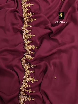 Hand Karchupi Short Cape Abaya (Wine) 5