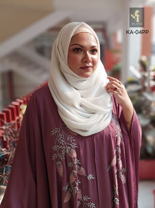 Hand Karchupi Short Cape Abaya (Plum Purple) 2