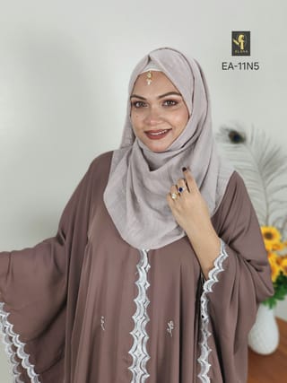 Embroidery Short Cape Abaya (Taupe Brown) 3