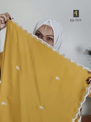 Embroidery Short Cape Abaya (Mustard Yellow) 4