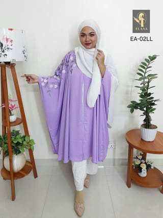 Embroidery Short Cape Abaya (Lavender) 1